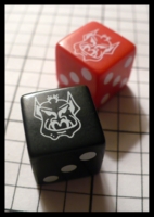 Dice : Dice - 6D - Red and Black with White Pips and Creature - Chimera Hobby Shop Apr 2010
